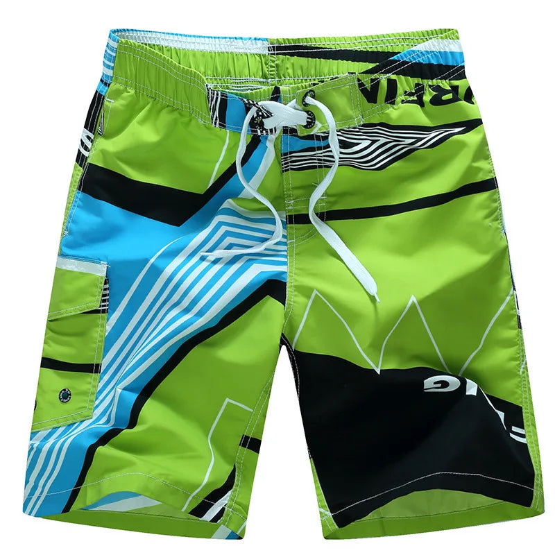 Momount Calções de Banho Homem – Estampado Geométrico Cordão Comprimento ao Joelho Surf