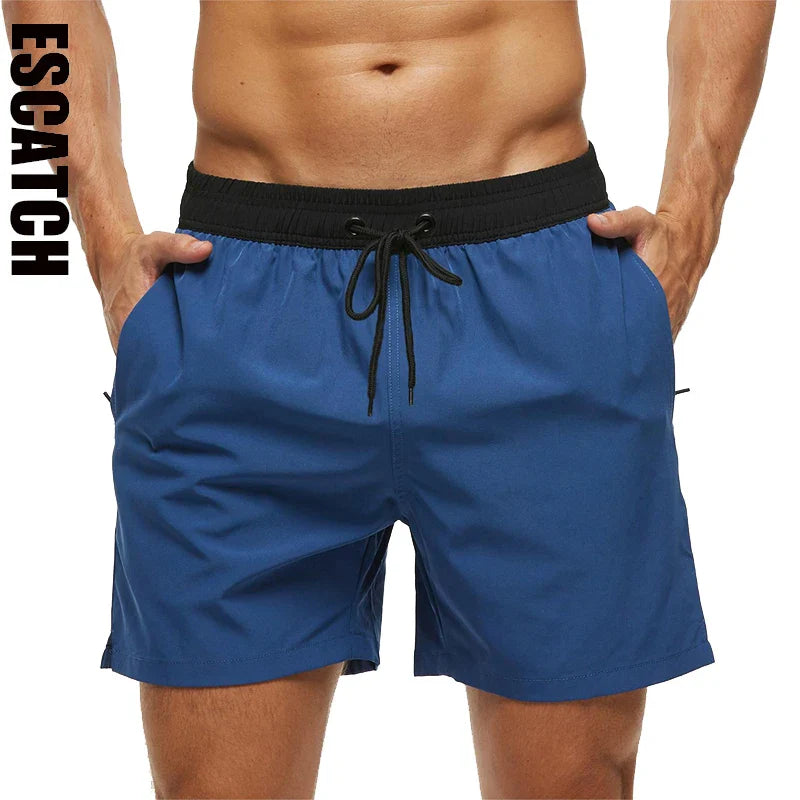 Momount Calções de Banho Homem – Cintura Elástica Forro em Rede Cordão Bolso