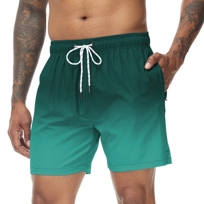 Momount Calções de Banho Homem – Degradê Laranja Cordão Secagem Rápida Praia Verão
