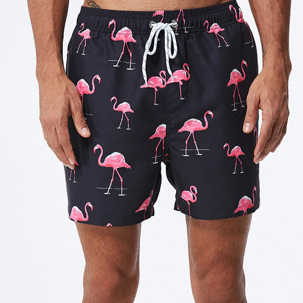 Momount Calções de Banho Homem – Estampado de Kiwi Cordão Secagem Rápida Comprimento Médio