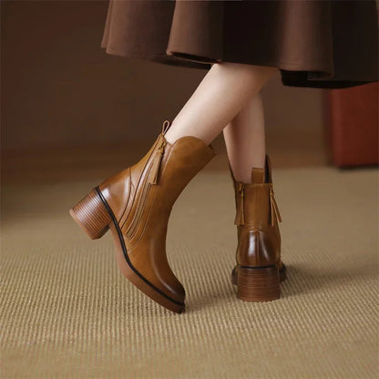 Momount Botins Mulher – Western em Pele Salto Largo