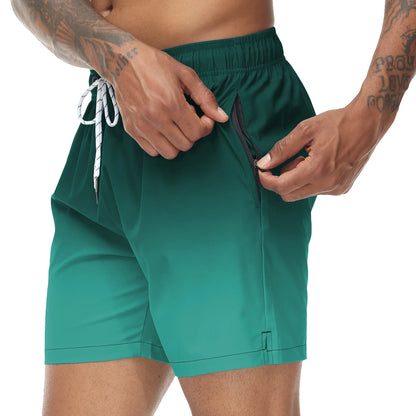 Momount Calções de Banho Homem – Degradê Laranja Cordão Secagem Rápida Praia Verão