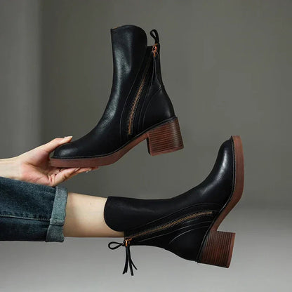 Momount Botins Mulher – Western em Pele Salto Largo