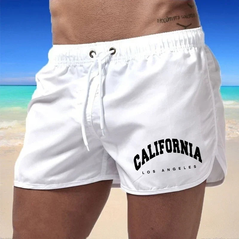 Momount Calções de Banho Homem – Estampado California Cordão Secagem Rápida Praia