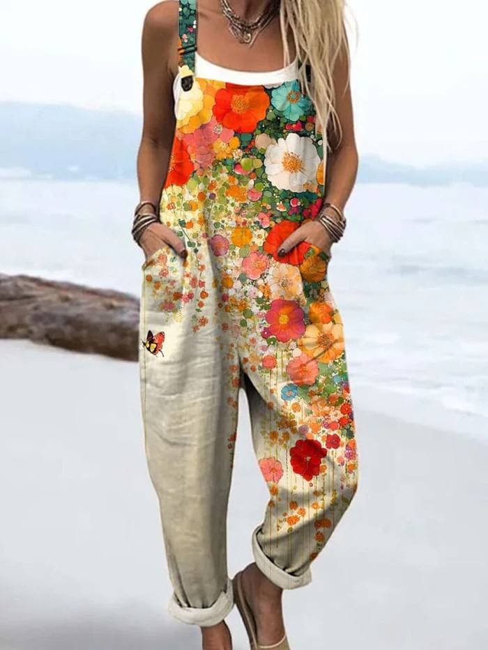 Momount Macacão de Mulher – Sem Mangas Floral Boho Cintura Elástica