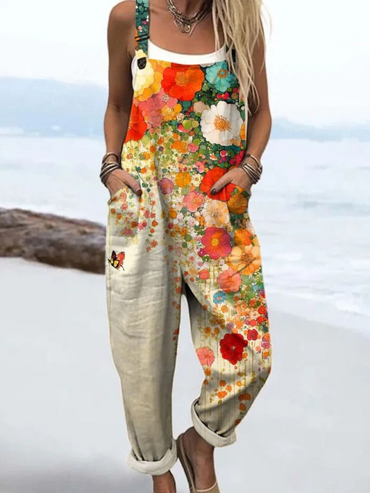 Momount Macacão de Mulher – Sem Mangas Floral Boho Cintura Elástica