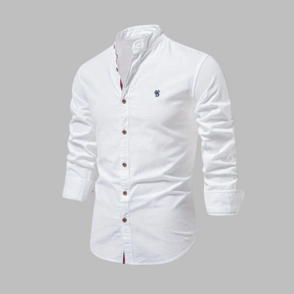 Momount Camisa Homem – Manga Comprida Gola Mandarim Botões Estilo Militar