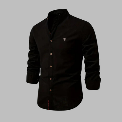 Momount Camisa Homem – Manga Comprida Gola Mandarim Botões Estilo Militar