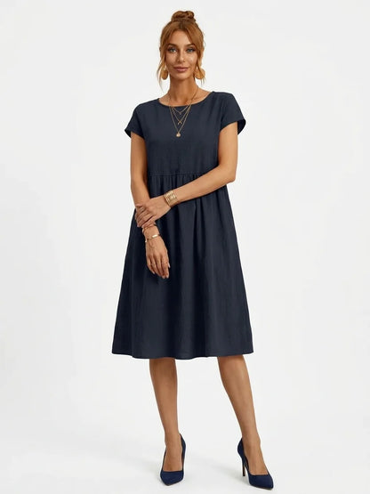 Dahlia Summer Maxi Dress | Elegant, Modern, Graceful - Bleu marine - front