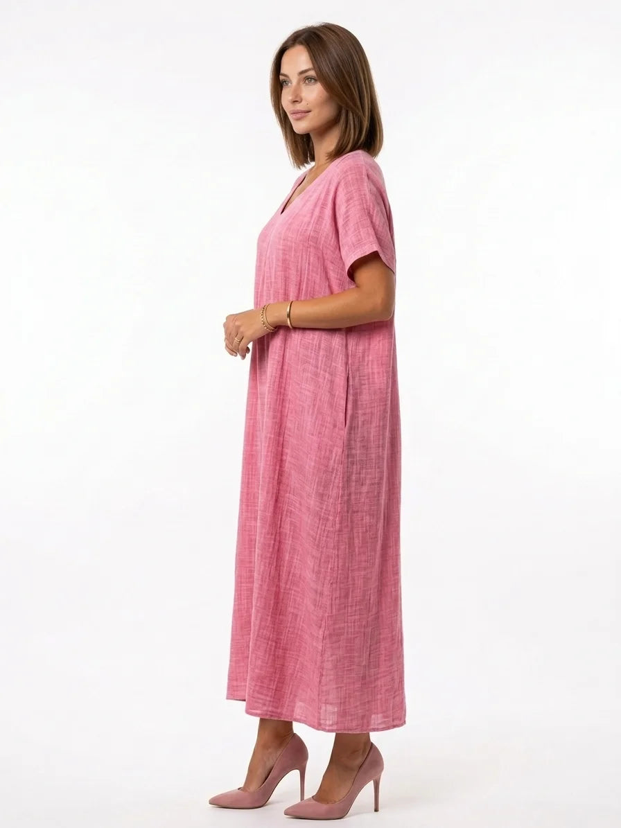 Alia Boho Summer Dress | Bohemian, Alluring, Vibrant - Pink - side