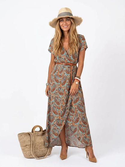 Carmen Boho Summer Mini Dress | Bohemian, Refined, Feminine - Brown - front