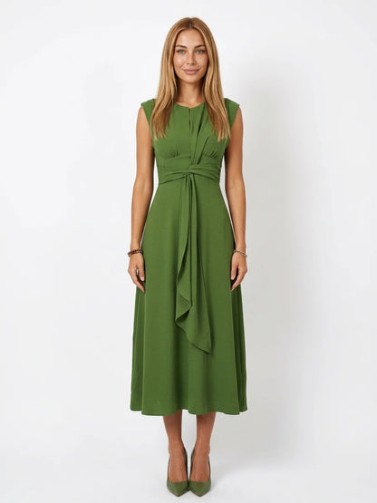 Alejandra Refined Dress | Subtle Elegance, Everyday Polish - Olive green - front