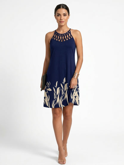 Gabriella Summer Midi Dress | Chic, Casual, Vibrant - Bleu foncé - front