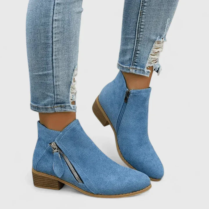 Momount Botins Mulher – Vintage em Denim com Fecho