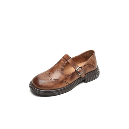 Momount Sapatos Mary Jane Mulher – Vintage Castanhos Oxford com Plataforma