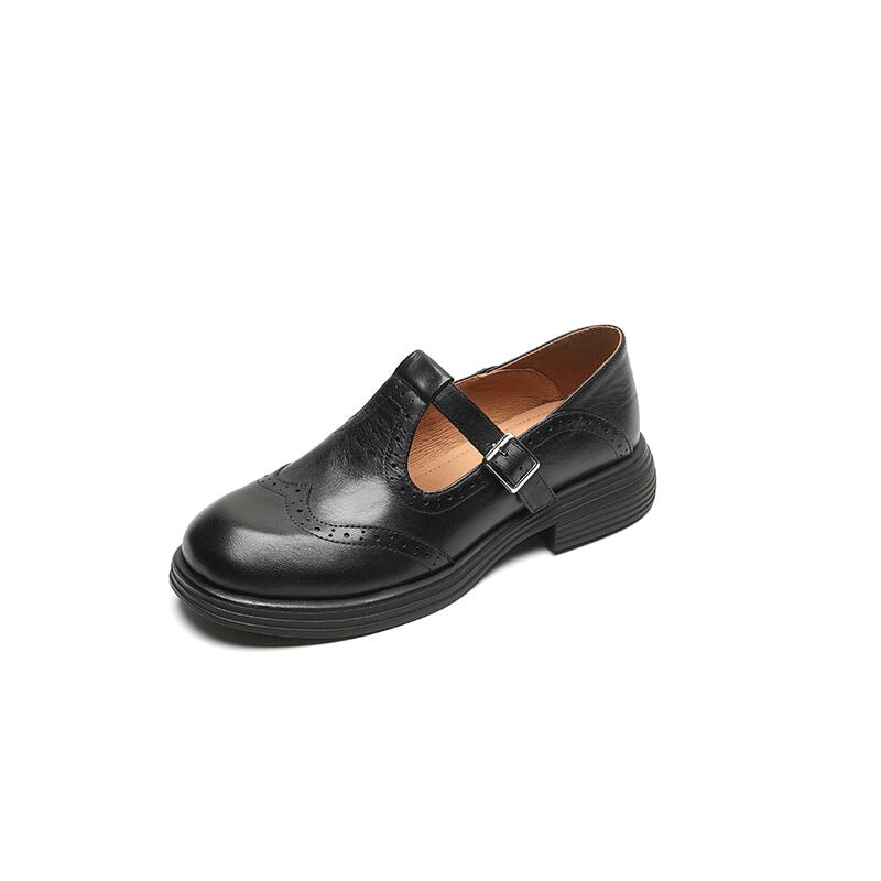 Momount Sapatos Mary Jane Mulher – Vintage Castanhos Oxford com Plataforma