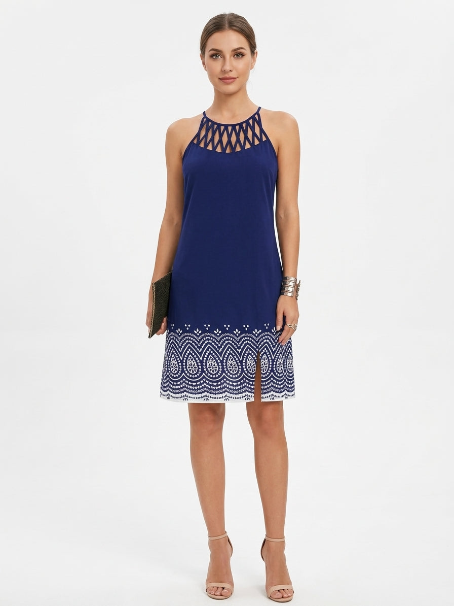Gabriella Summer Midi Dress | Chic, Casual, Vibrant - Blue - front