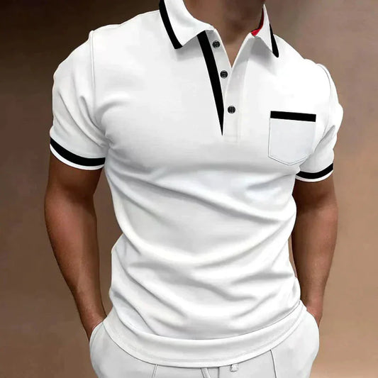 Momount Polo Homem – Detalhe Contrastante Bolso ao Peito Manga Curta