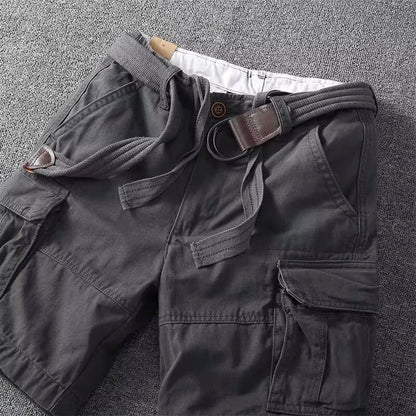 Momount Calções Cargo de Homem – Algodão com Cinto Fecho de Botão Comprimento ao Joelho