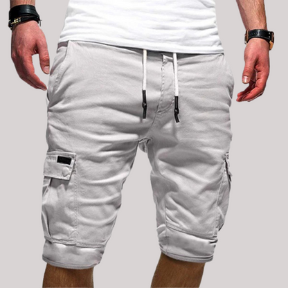 Momount Calções Cargo de Homem – Cintura Elástica com Cordão Bolso de Aba Casual