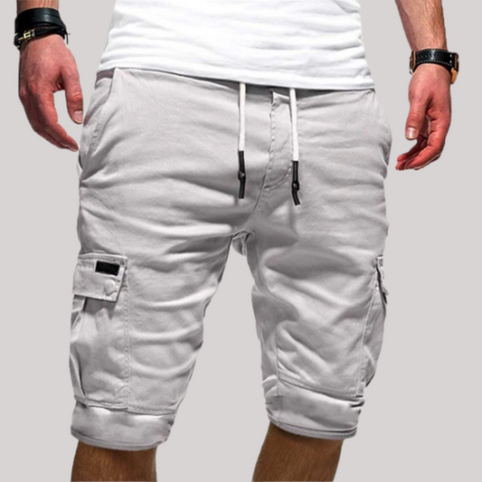Momount Calções Cargo de Homem – Cintura Elástica com Cordão Bolso de Aba Casual