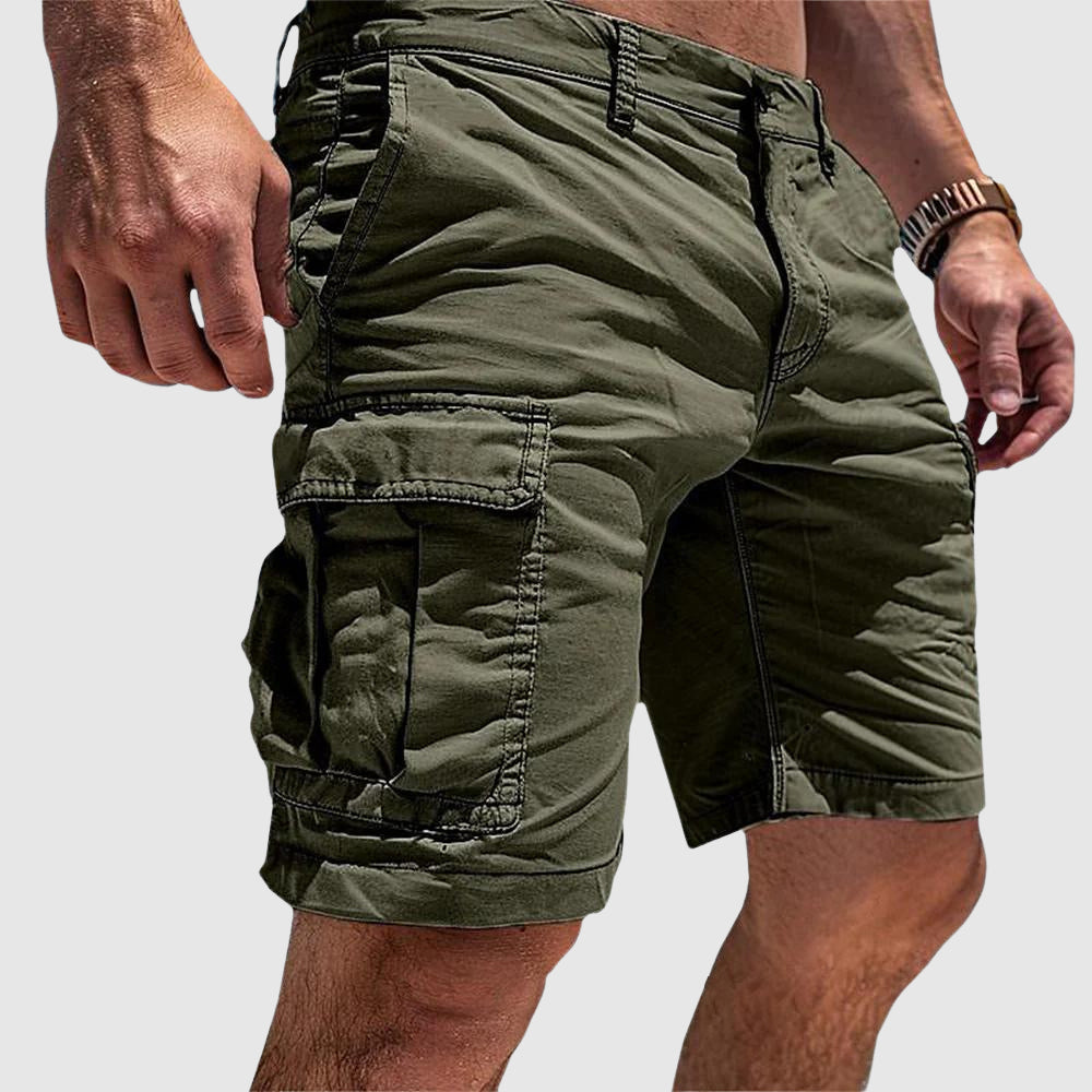 Momount Calções Cargo de Homem – Corte Descontraído Bolso Slim com Fecho de Botão