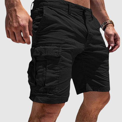 Momount Calções Cargo de Homem – Corte Descontraído Bolso Slim com Fecho de Botão