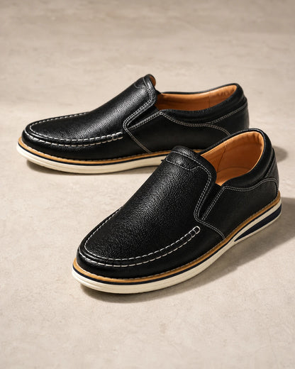 Mocassins de homem slip-on com pespontos manuais e painéis elásticos — image 2