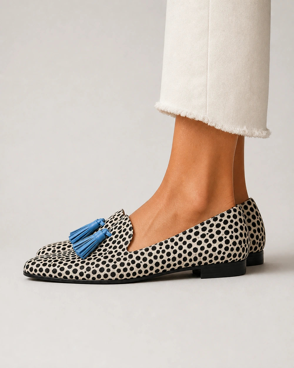 Mocassins animal print de senhora com borlas azuis — imagem do produto 4