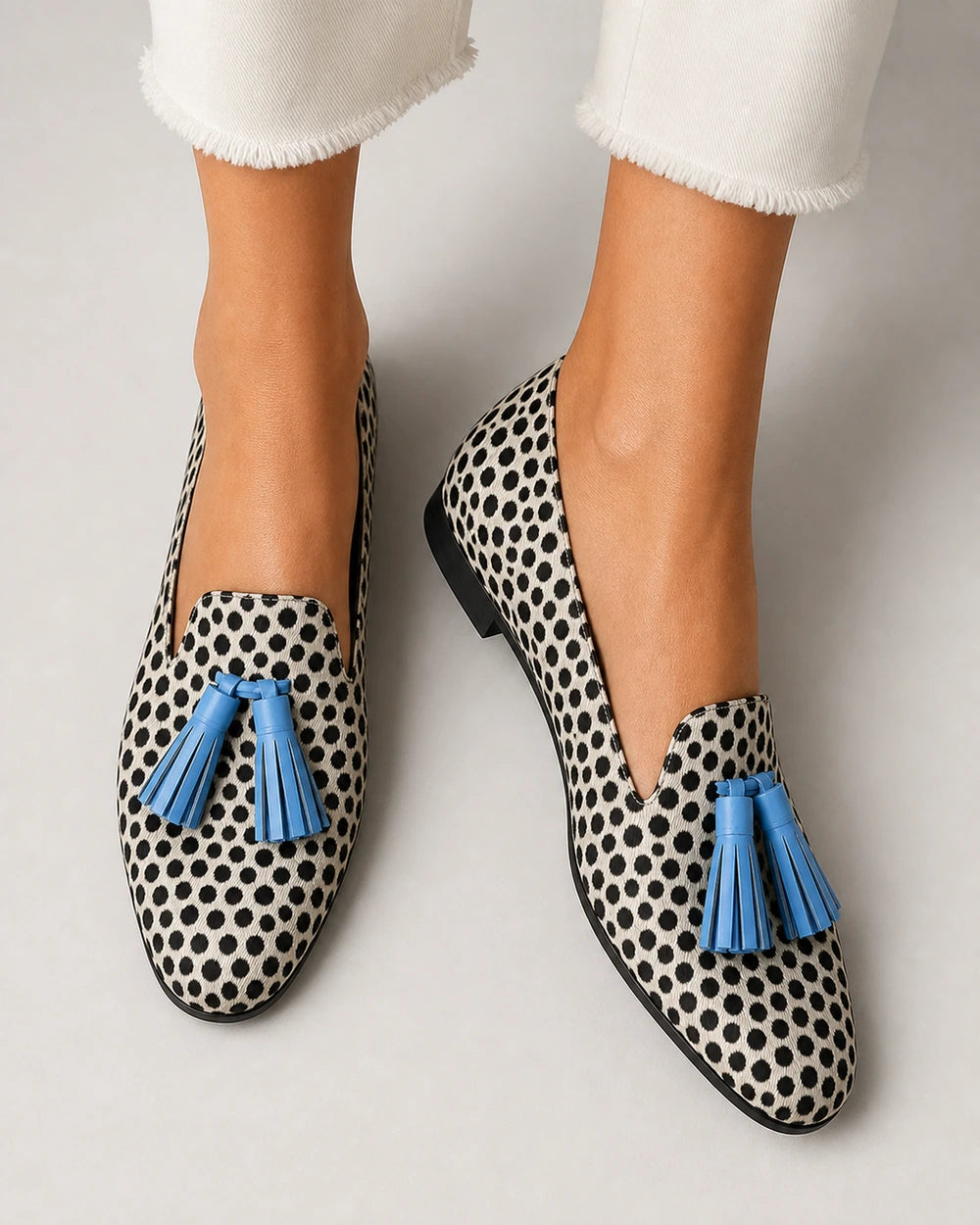 Mocassins animal print de senhora com borlas azuis — imagem do produto 5