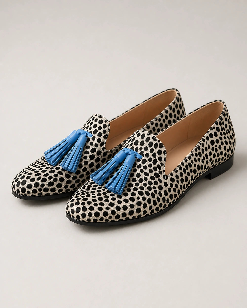 Mocassins animal print de senhora com borlas azuis — imagem do produto 9