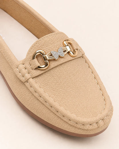 Mocassins bege de senhora com corrente dourada — imagem do produto 6