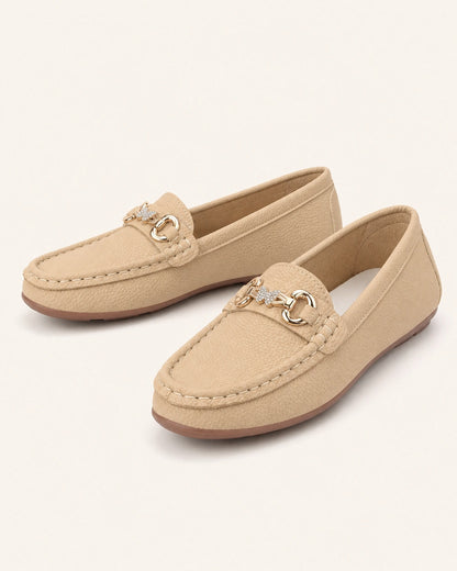 Mocassins bege de senhora com corrente dourada — imagem do produto 9