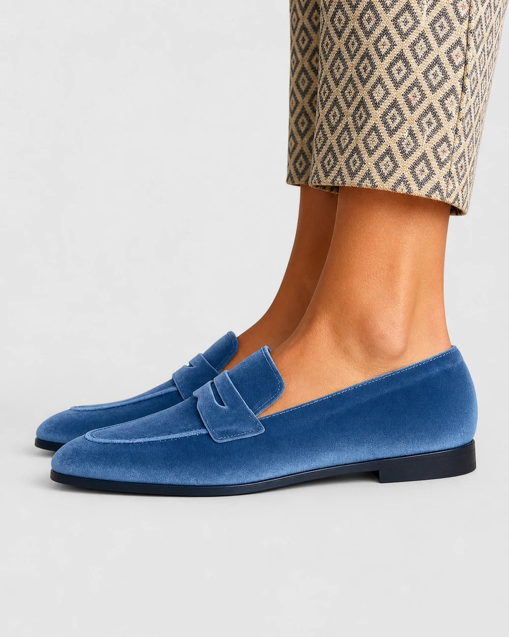 Mocassins azul-marinho de senhora com pala tom sobre tom — imagem do produto 4