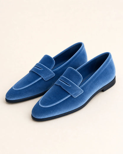 Mocassins azul-marinho de senhora com pala tom sobre tom — imagem do produto 9