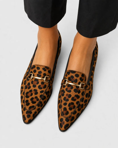 Mocassins leopardo de senhora com bico fino e bridão — imagem do produto 5