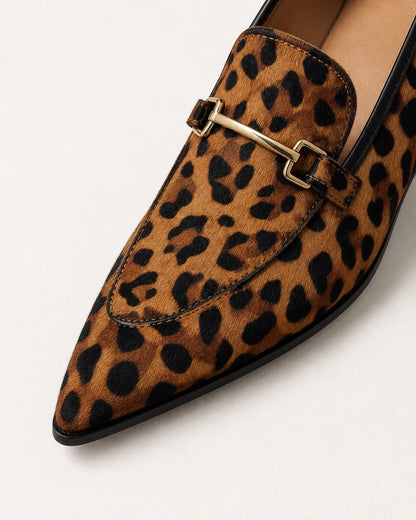 Mocassins leopardo de senhora com bico fino e bridão — imagem do produto 6