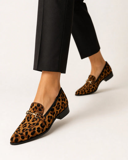 Mocassins leopardo de senhora com bico fino e bridão — imagem do produto 7