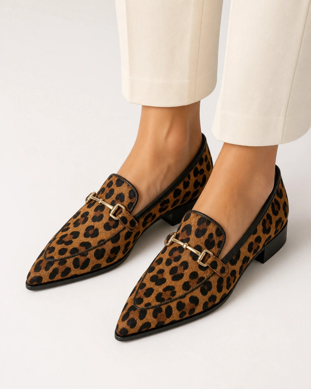 Mocassins leopardo de senhora com bico fino e bridão — imagem do produto 8