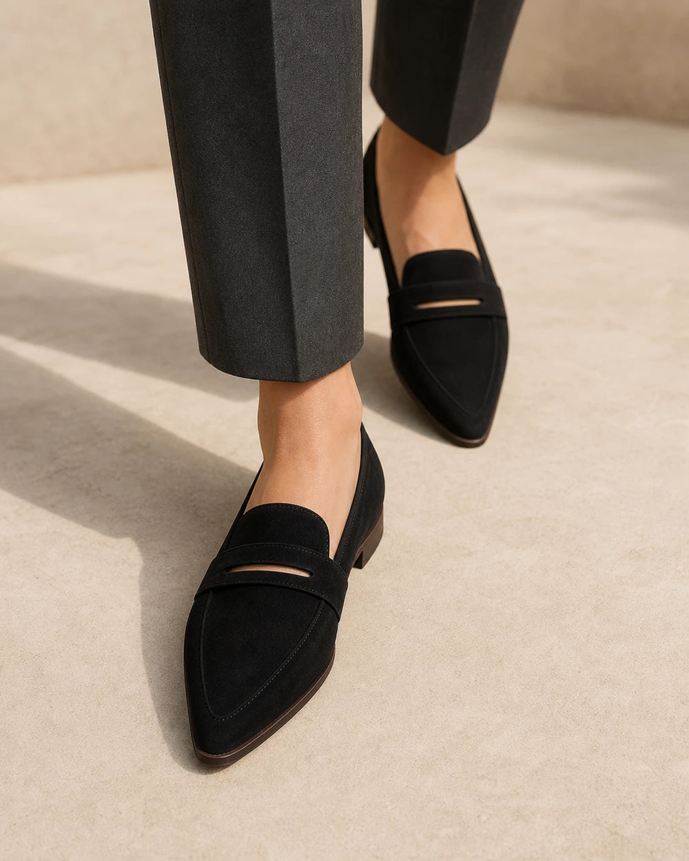 Mocassins de senhora pretos pontiagudos com pala — imagem do produto 7