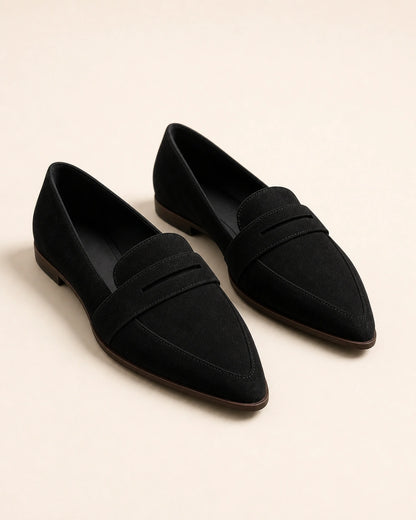 Mocassins de senhora pretos pontiagudos com pala — imagem do produto 9