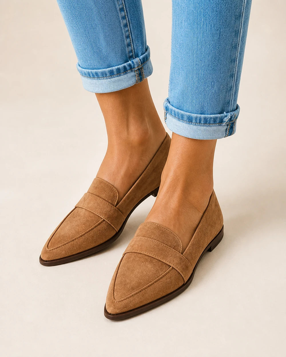 Mocassins de senhora pretos pontiagudos com pala — imagem do produto 11