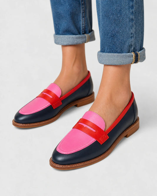 Mocassins pretos e rosa de senhora com pala — imagem do produto 1