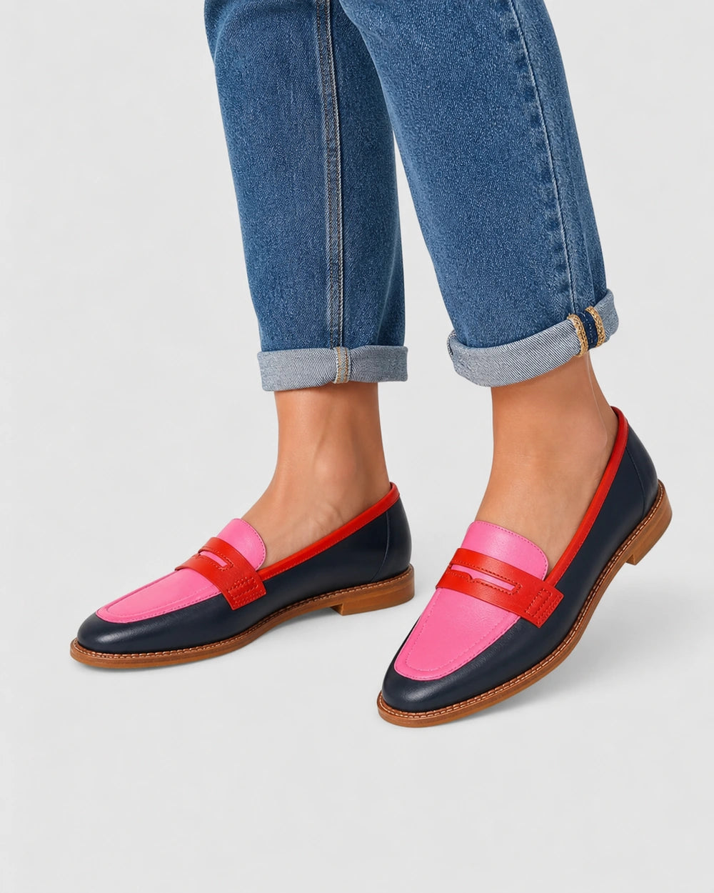 Mocassins pretos e rosa de senhora com pala — imagem do produto 2