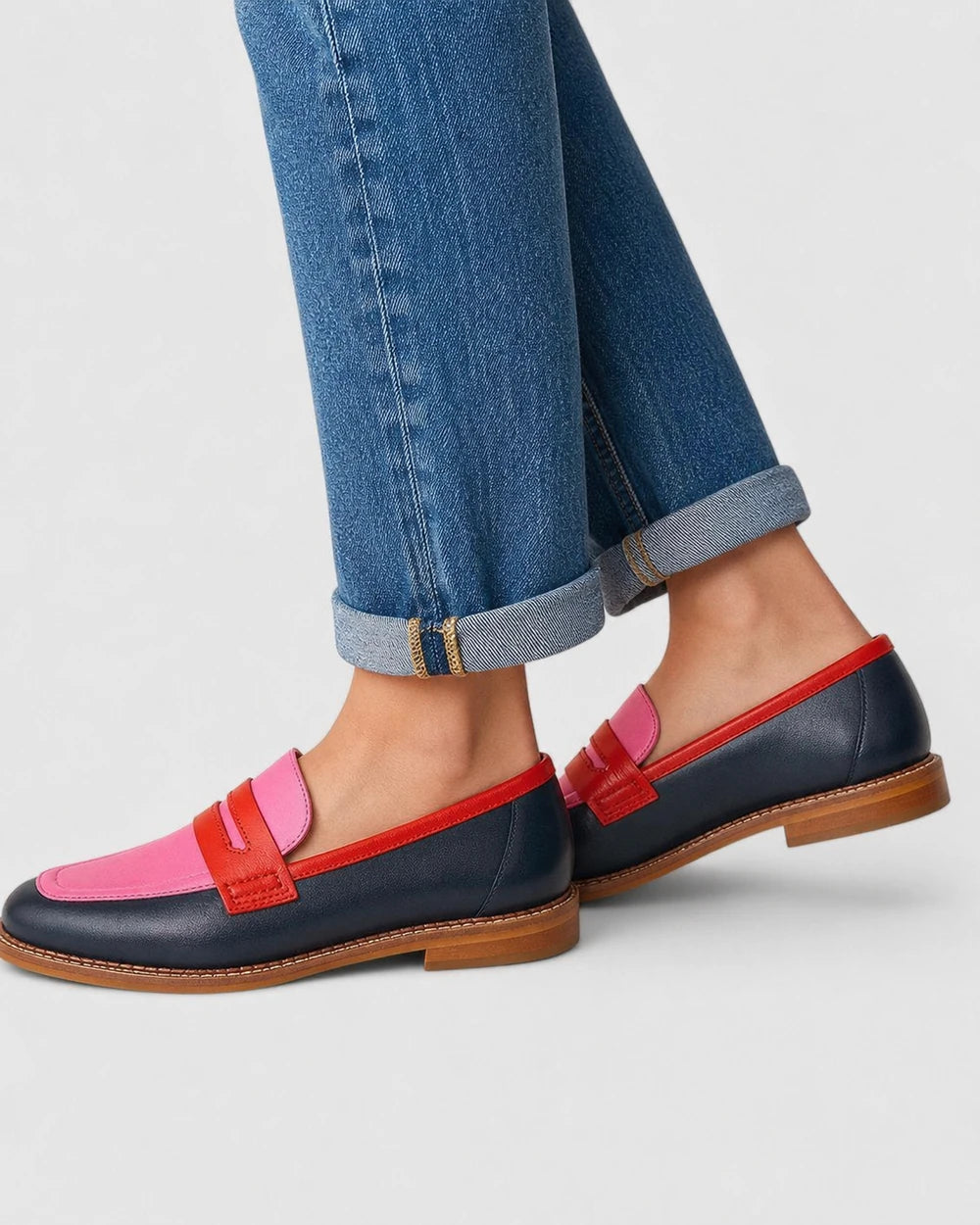 Mocassins pretos e rosa de senhora com pala — imagem do produto 4
