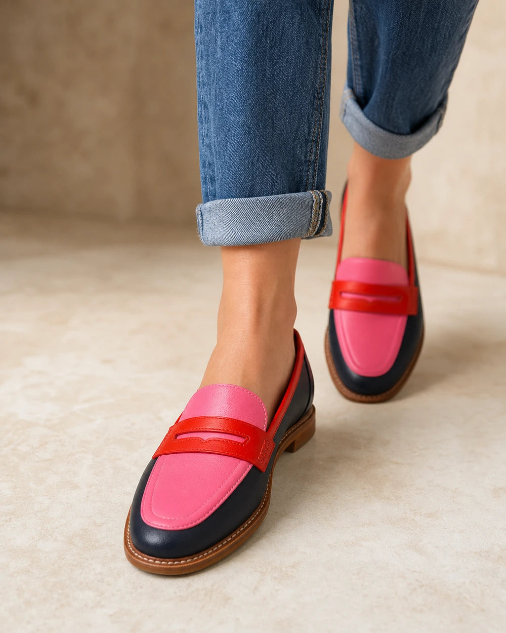Mocassins pretos e rosa de senhora com pala — imagem do produto 7