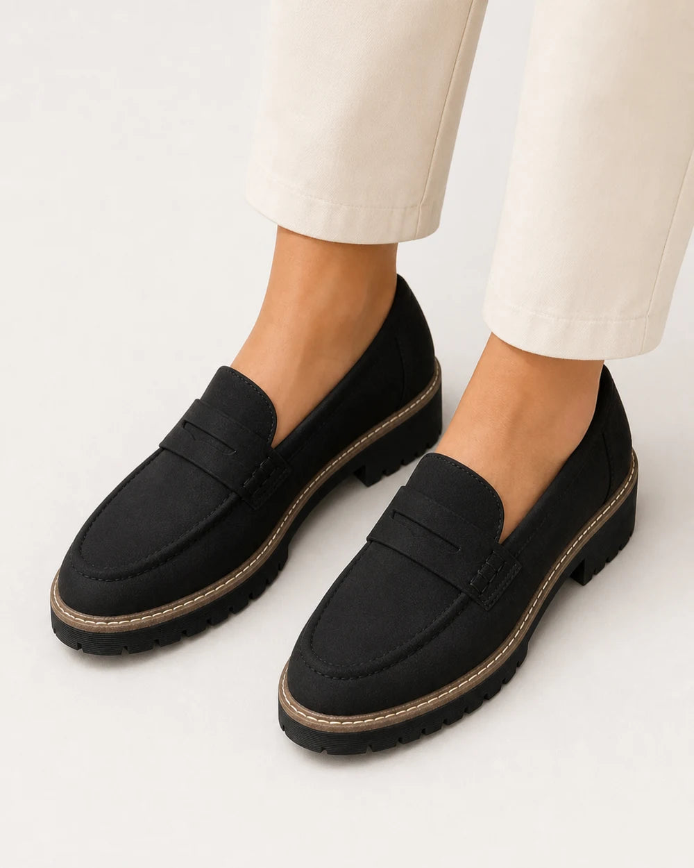 Mocassins de senhora pretos com sola tratorada — imagem do produto 5