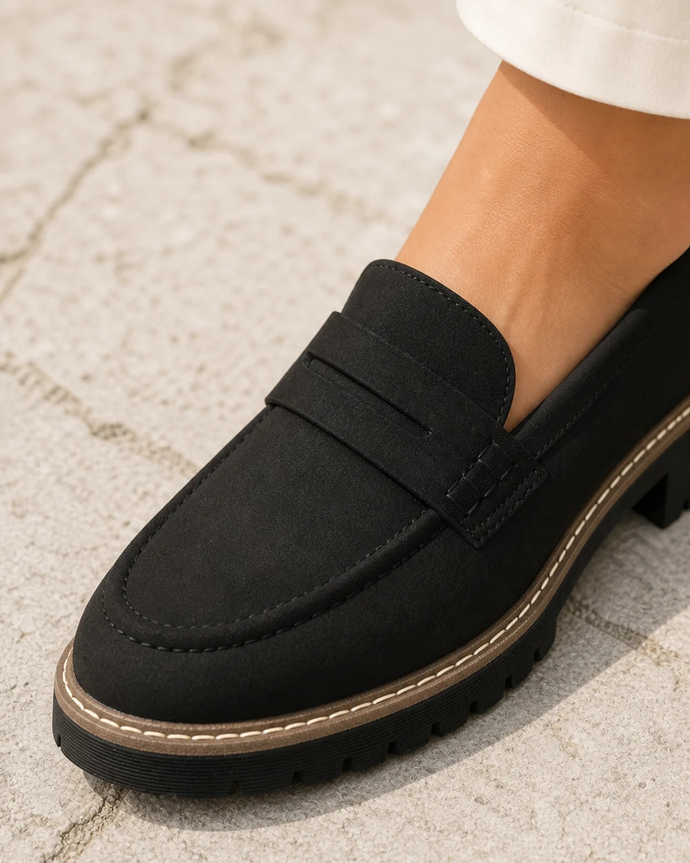 Mocassins de senhora pretos com sola tratorada — imagem do produto 6