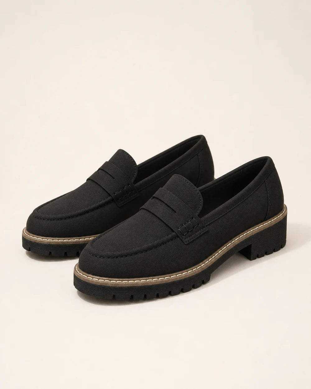 Mocassins de senhora pretos com sola tratorada — imagem do produto 9