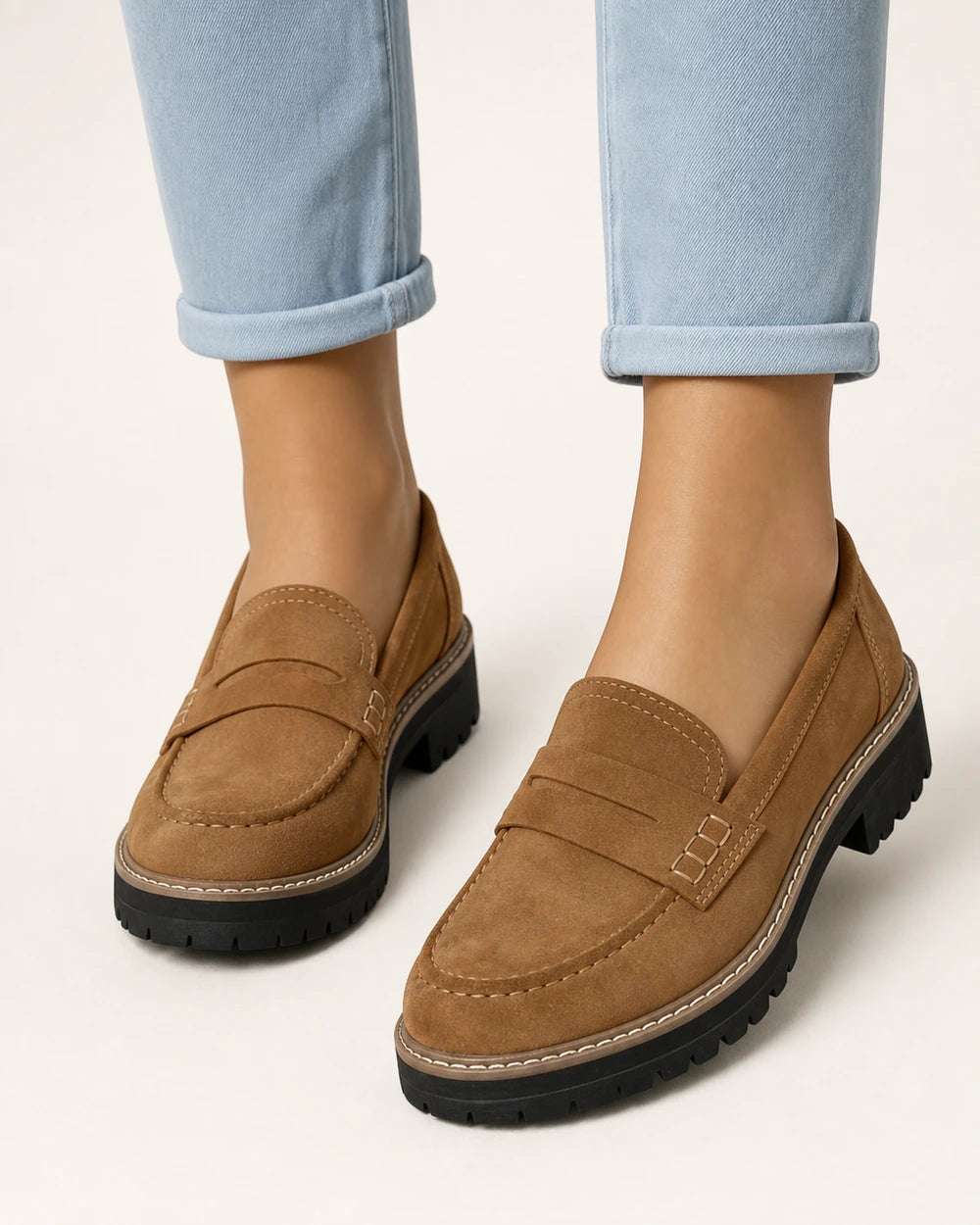 Mocassins de senhora pretos com sola tratorada — imagem do produto 12